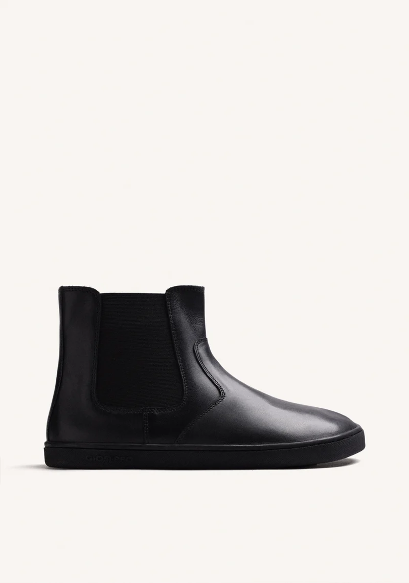 BLACK BAREFOOT LEATHER ANKLE BOOTS