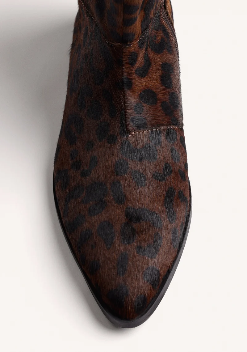 ANIMAL PRINT LEATHER ANKLE BOOTS