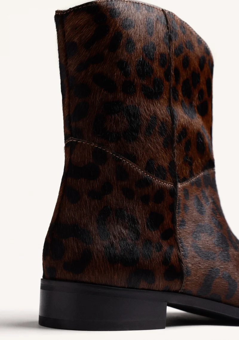 ANIMAL PRINT LEATHER ANKLE BOOTS