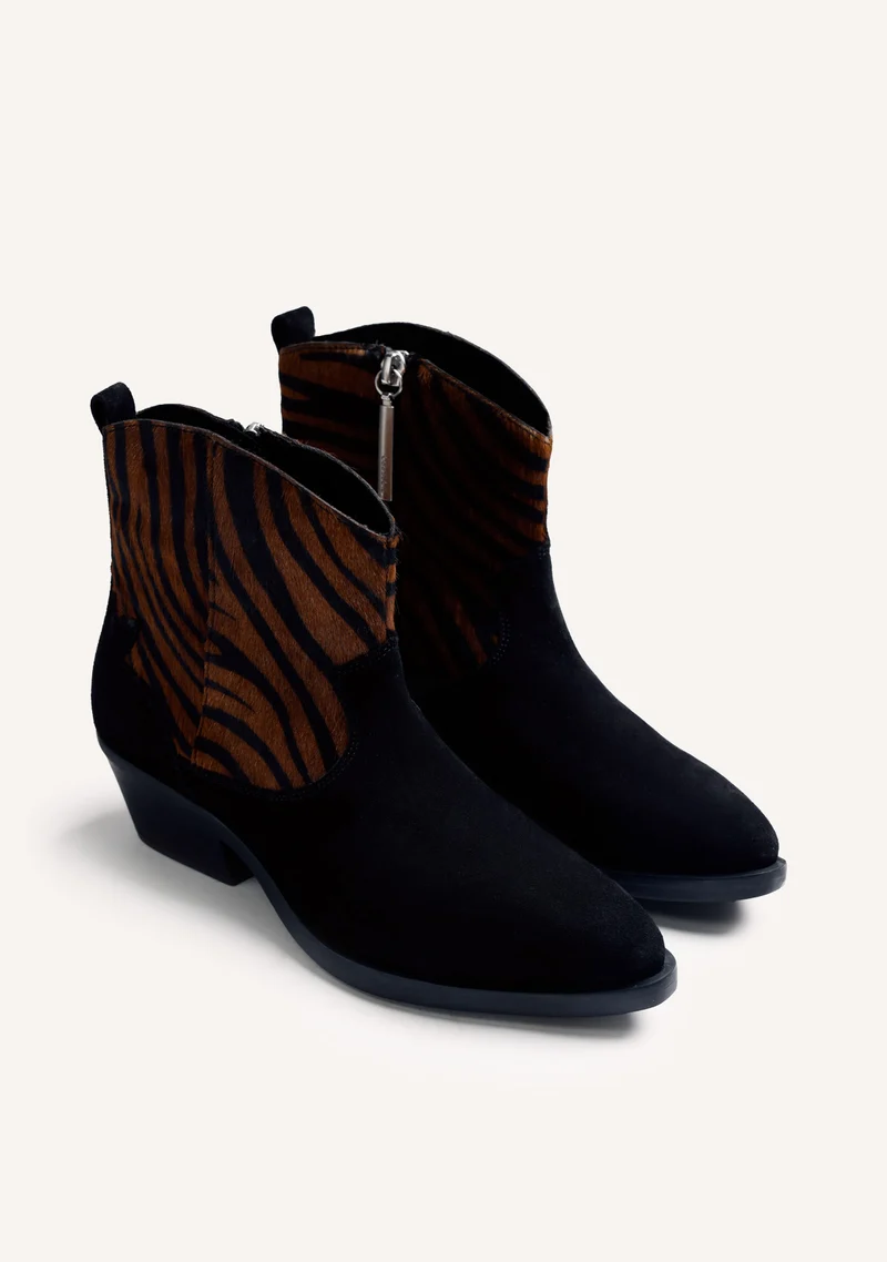 ANIMAL PRINT LEATHER ANKLE BOOTS
