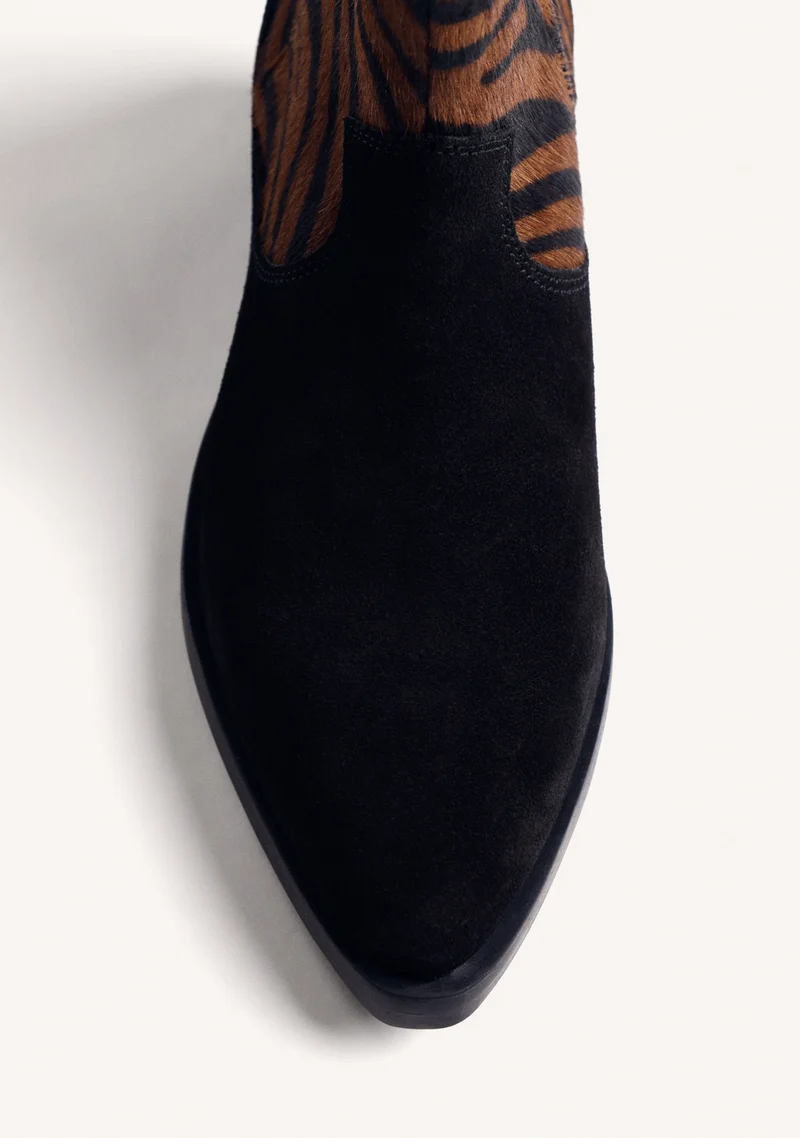 ANIMAL PRINT LEATHER ANKLE BOOTS