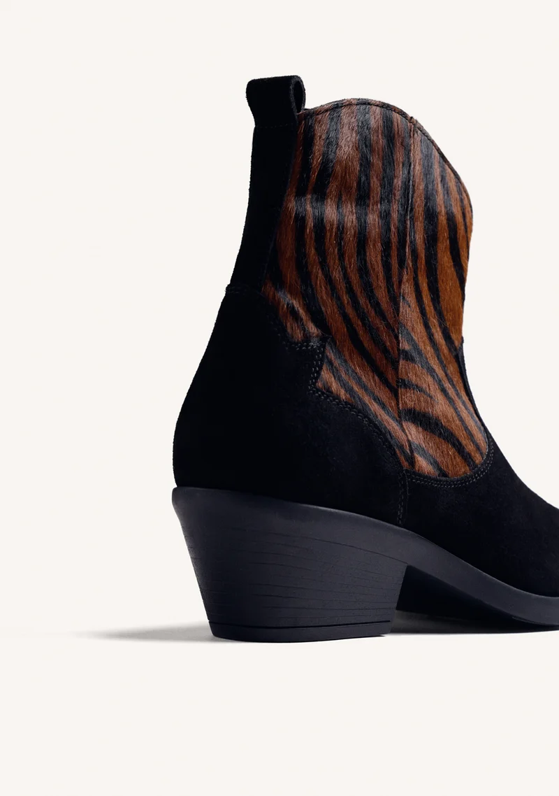 ANIMAL PRINT LEATHER ANKLE BOOTS
