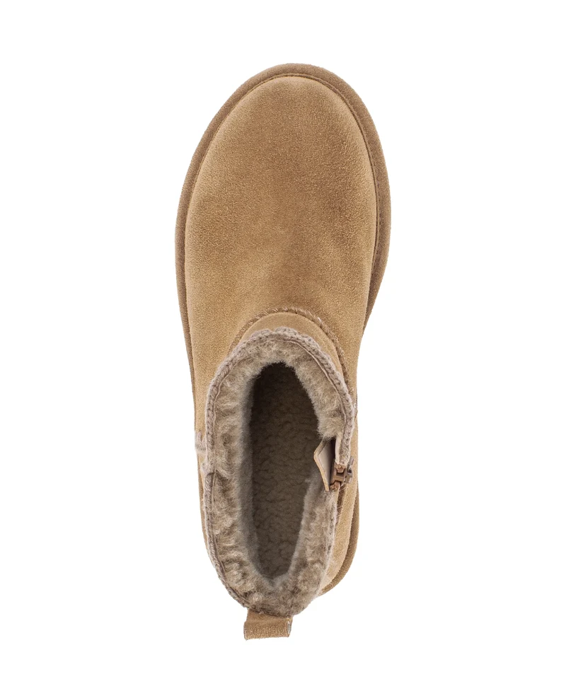 Bottines cognac en cuir velours