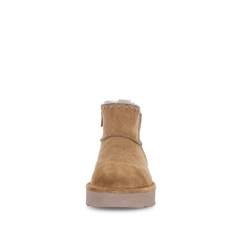 Bottines cognac en cuir velours