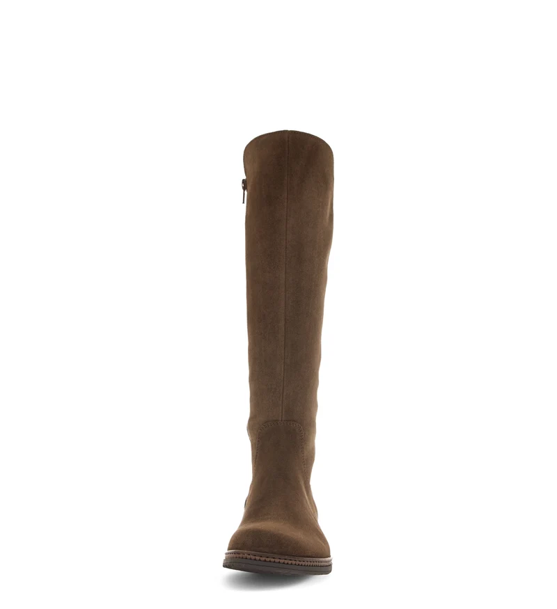 Bottes cognac en cuir velours