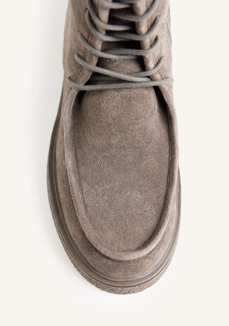 TAUPE MILITARY STYLE LEATHER BOOTS