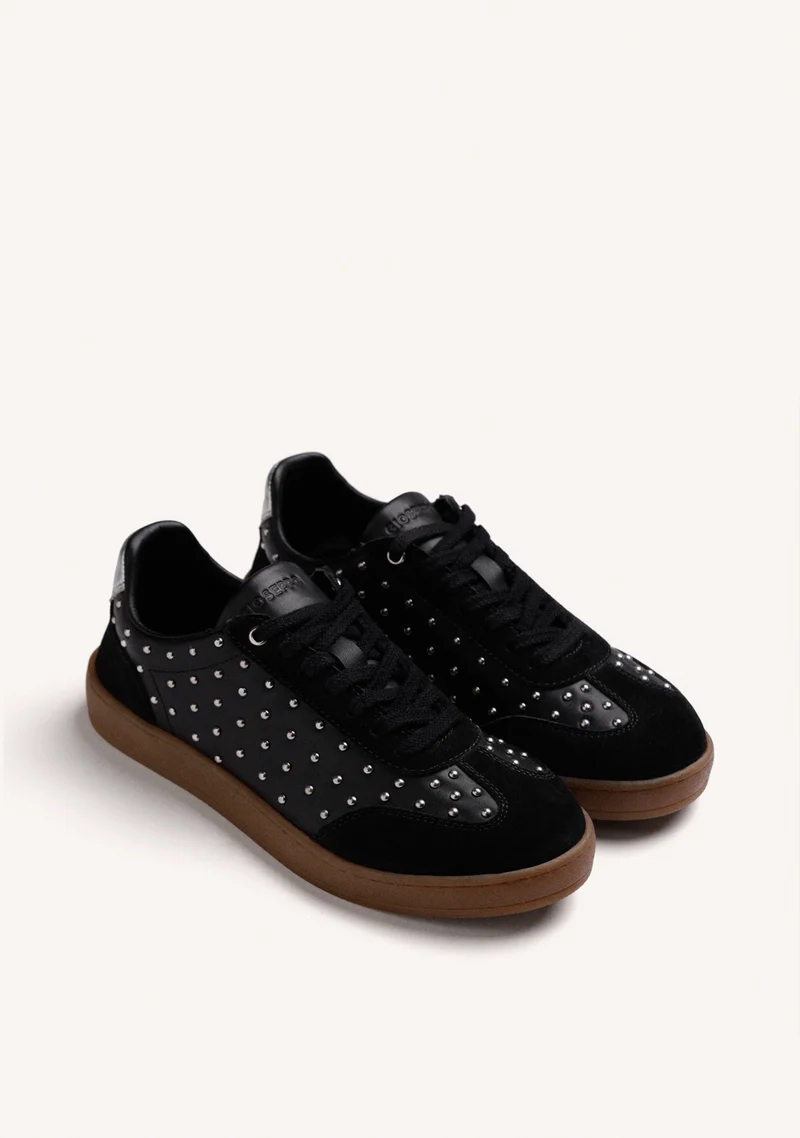 BLACK LEATHER SNEAKERS WITH STUDS