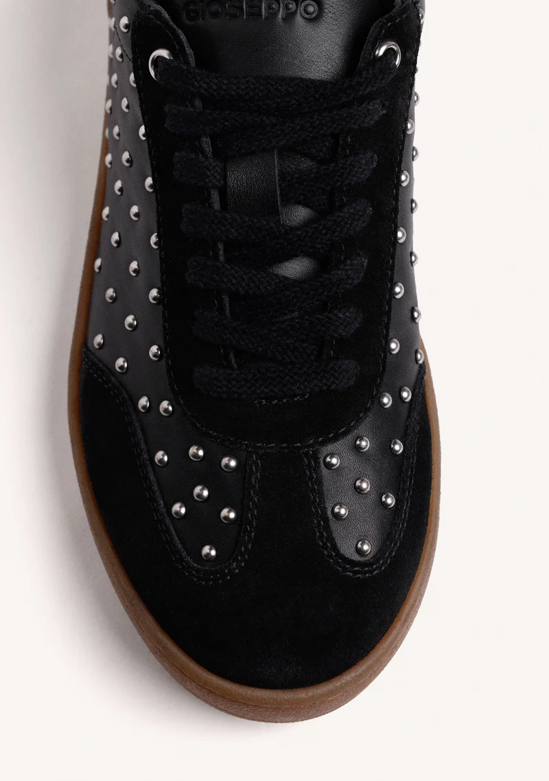 BLACK LEATHER SNEAKERS WITH STUDS