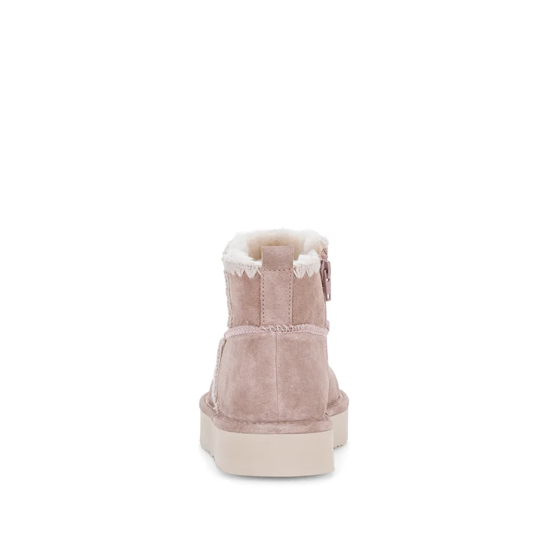 Bottines roses en cuir velours