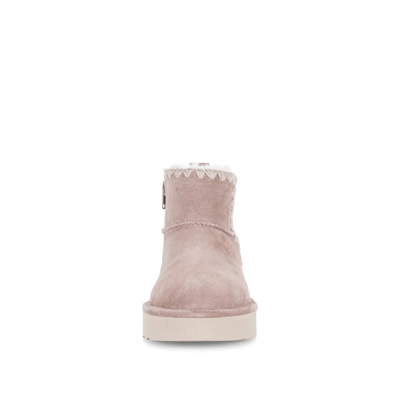 Bottines roses en cuir velours