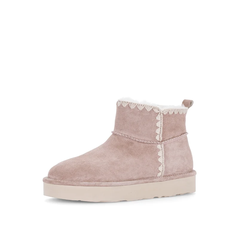 Bottines roses en cuir velours