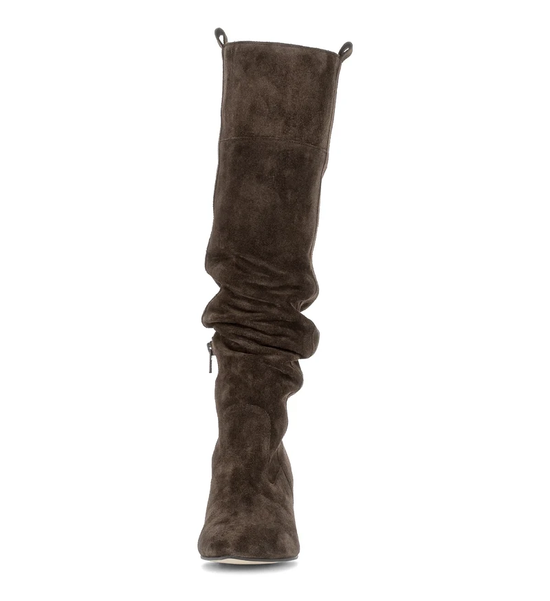 Bottes marron en cuir velours