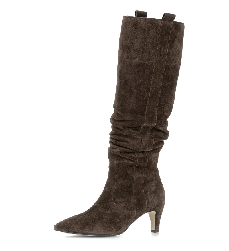 Bottes marron en cuir velours