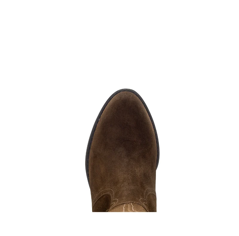 Bottes cognac en cuir velours