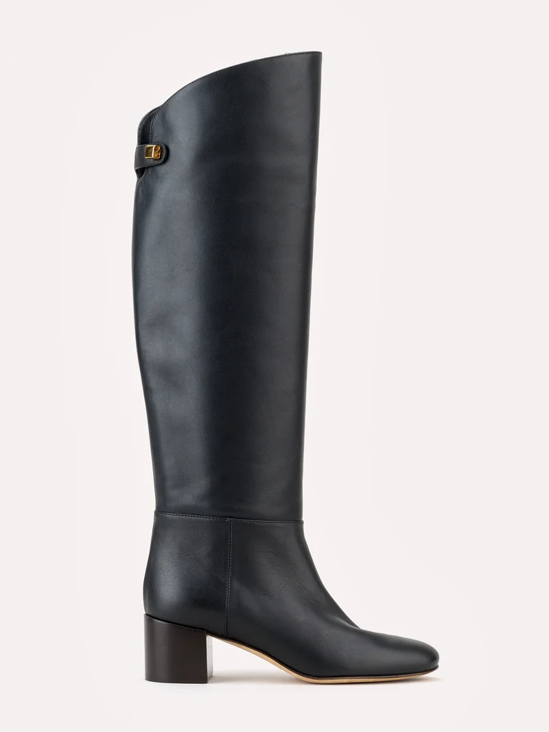 Bottes Adry Up en cuir piper noir et talon moyen
