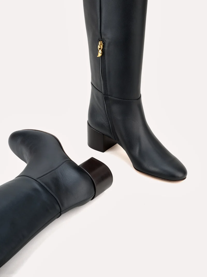 Bottes Adry Up en cuir piper noir et talon moyen