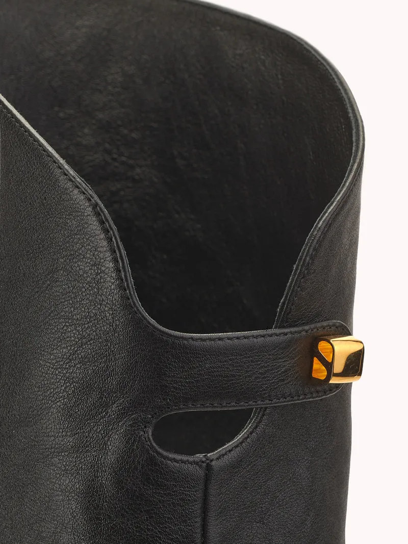 Cuissardes à talons Marylin en cuir nappa métallisé noir