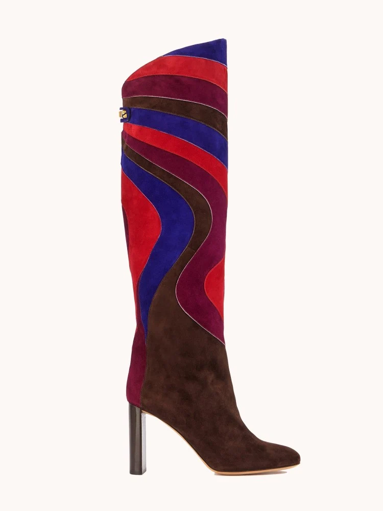 Bottes à talons Aurora en suède patchwork nebula