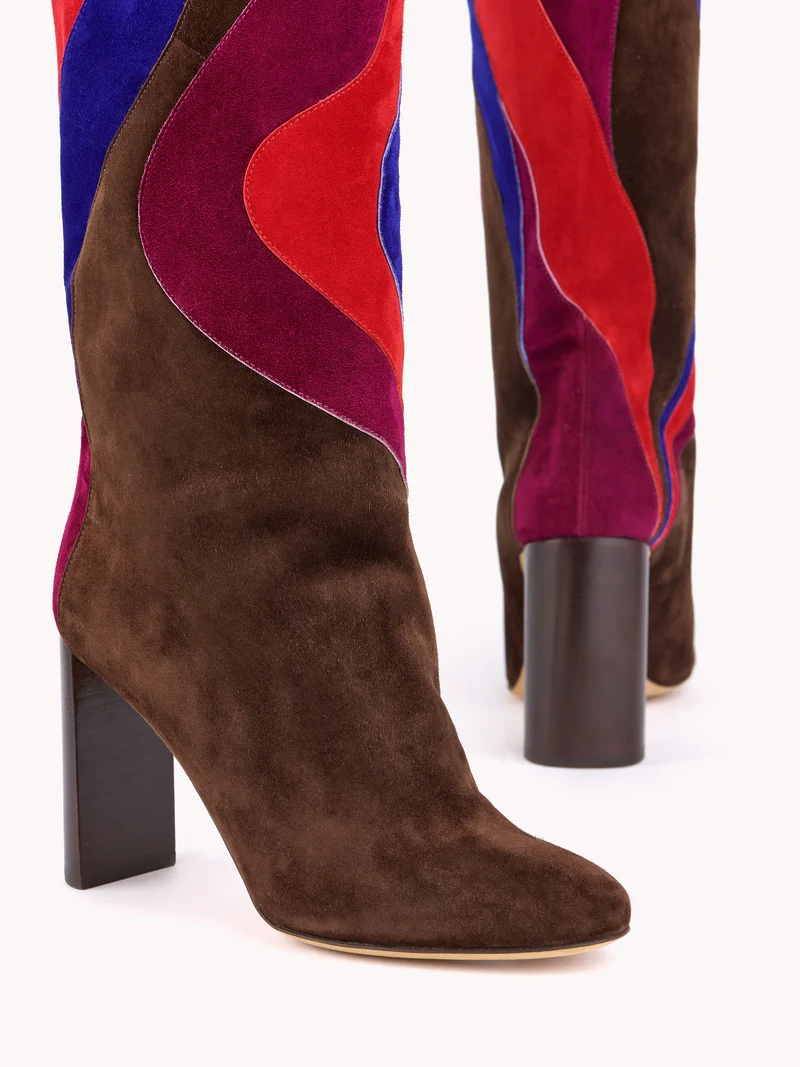 Bottes à talons Aurora en suède patchwork nebula