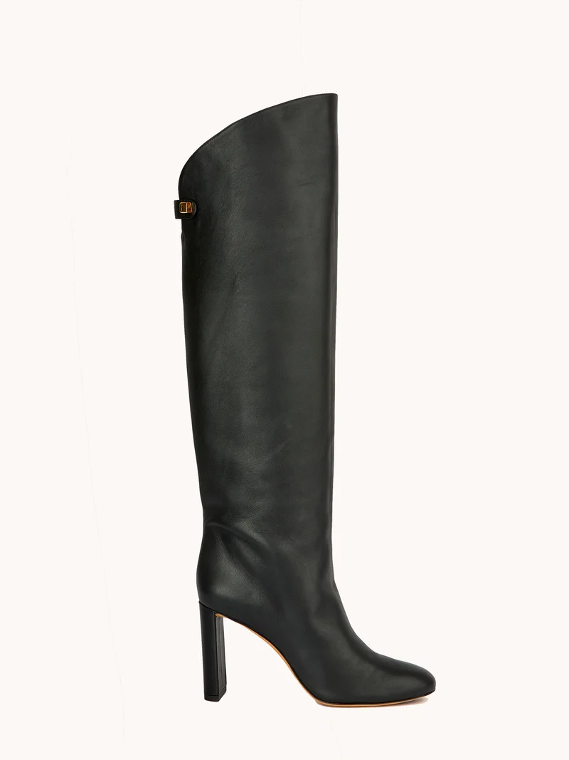 Bottes à talons Adriana en cuir d'agneau noir