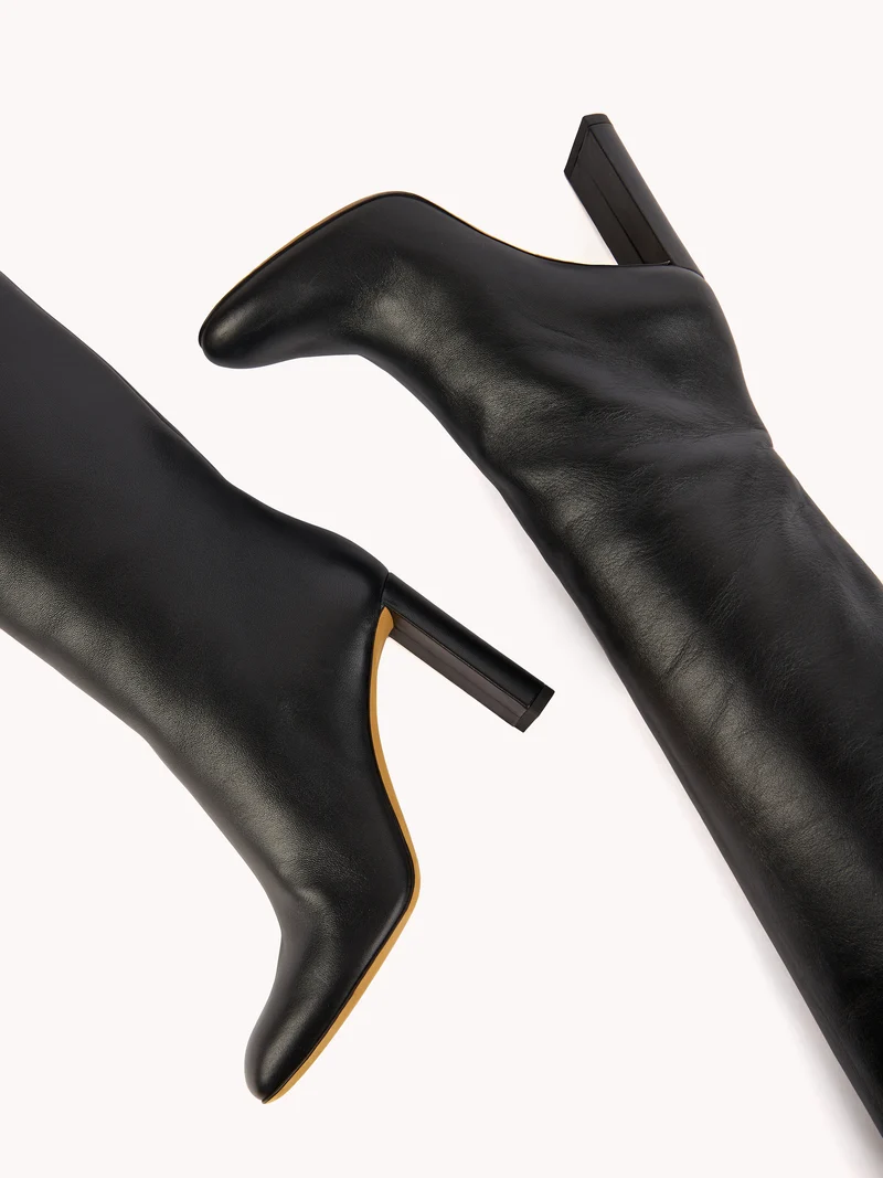 Bottes à talons Adriana en cuir d'agneau noir