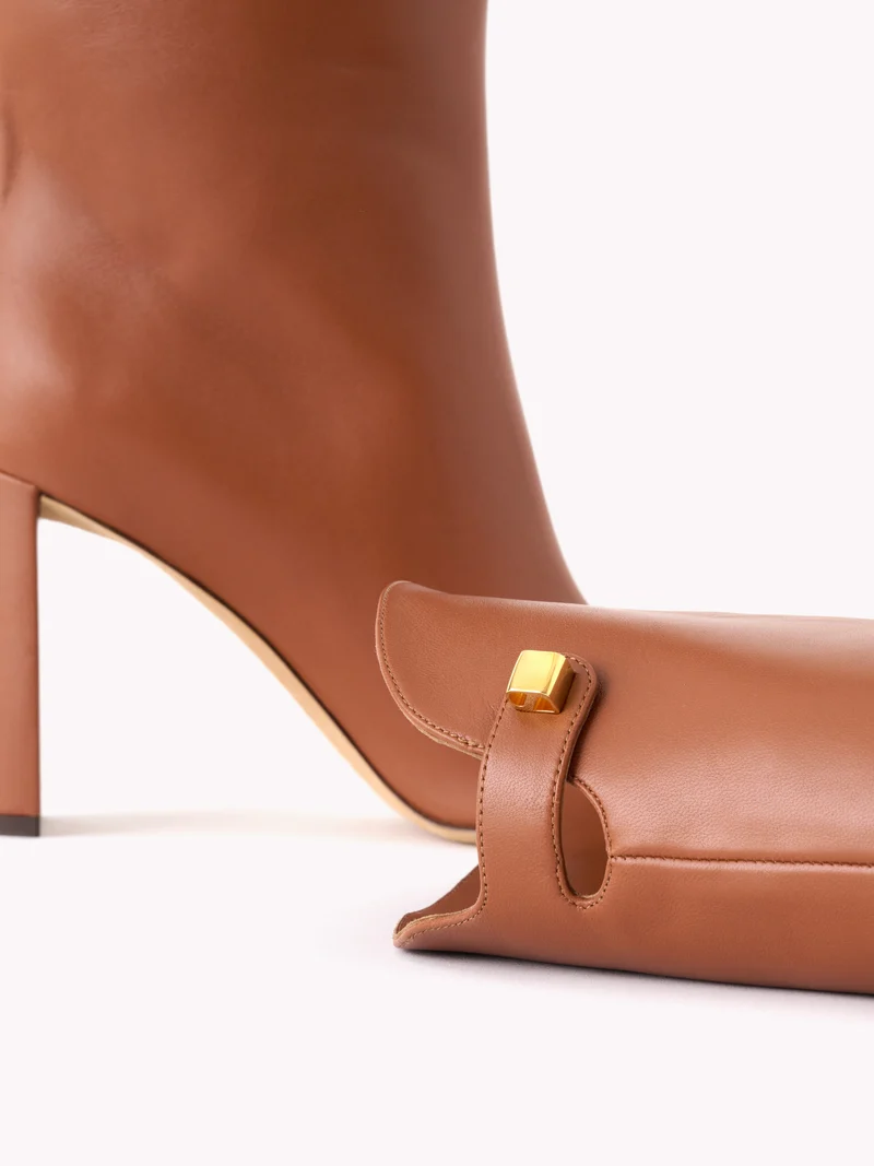 Bottes à talons Adriana en cuir d'agneau cognac