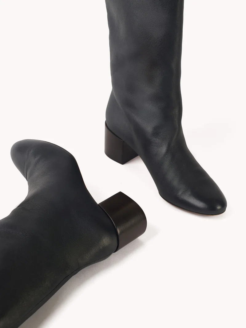 Bottes à talon moyen Adry Up en cuir d'agneau noir