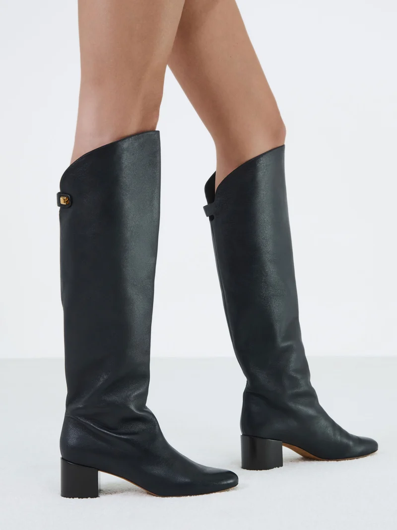 Bottes à talon moyen Adry Up en cuir d'agneau noir