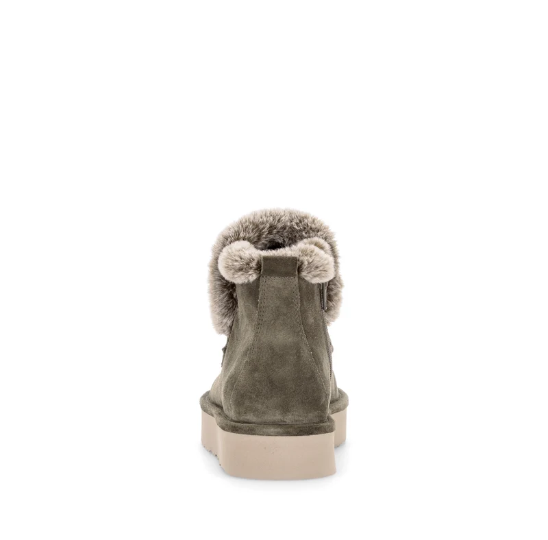 Bottines kaki en cuir velours