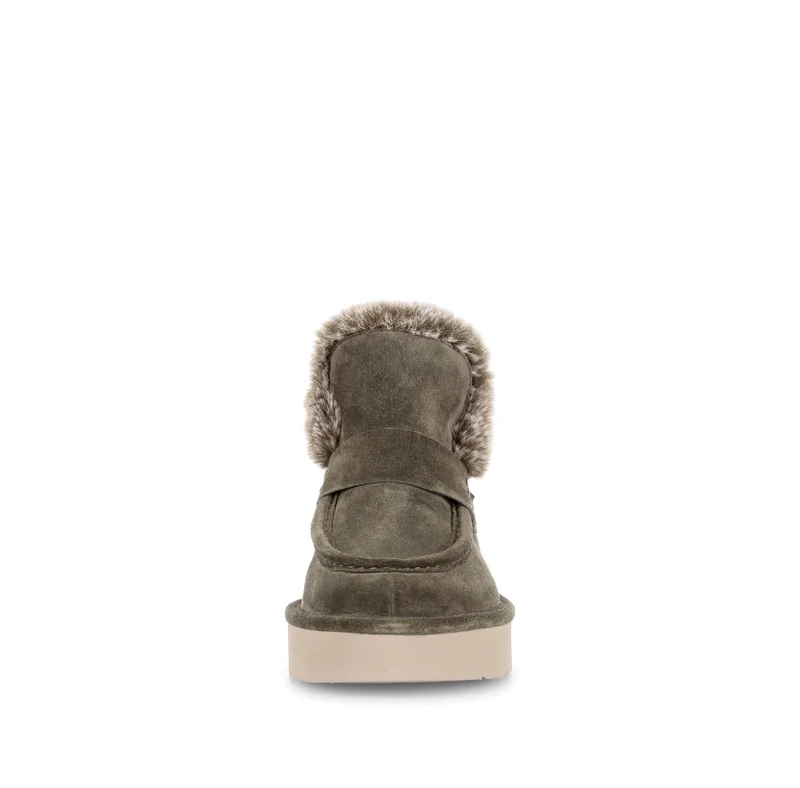 Bottines kaki en cuir velours