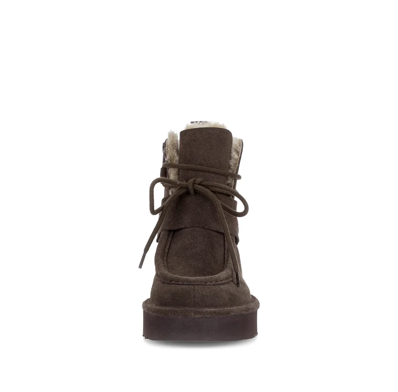 Bottines marron en cuir velours