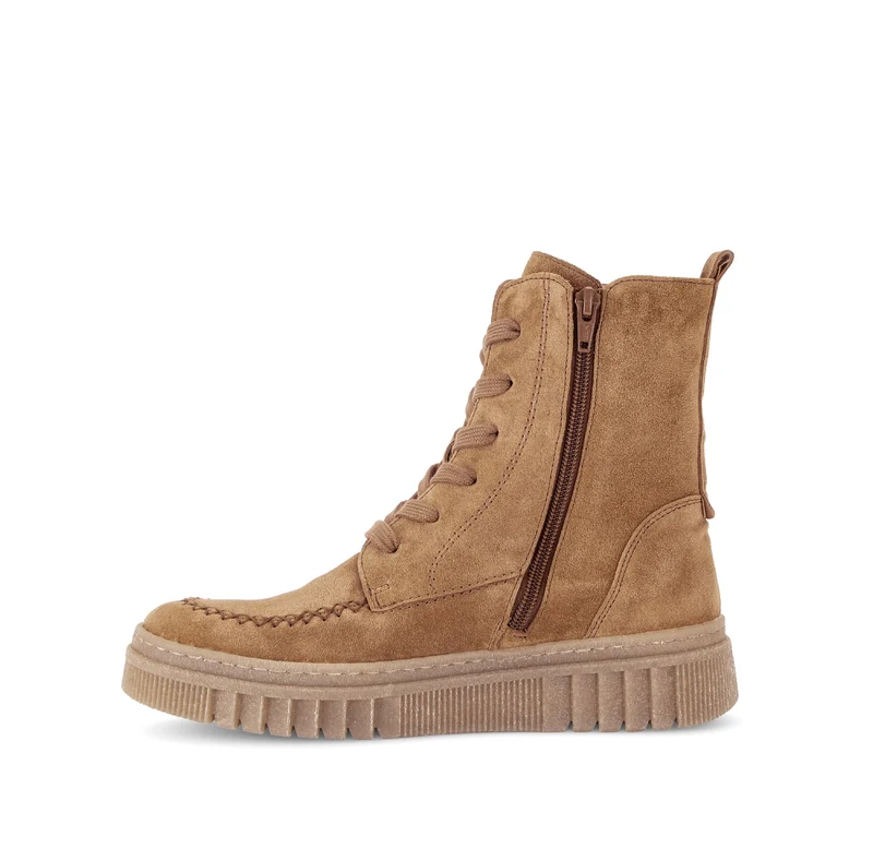Bottines beiges en cuir velours