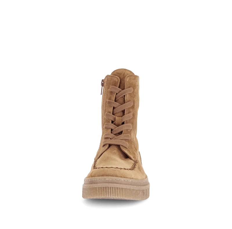 Bottines beiges en cuir velours