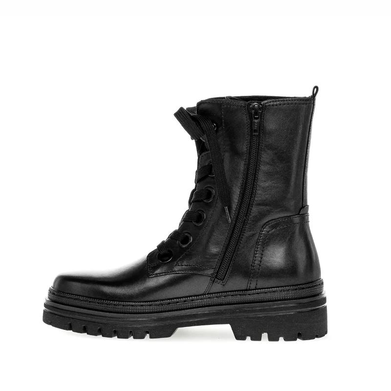 Bottines à lacets noires en cuir lisse