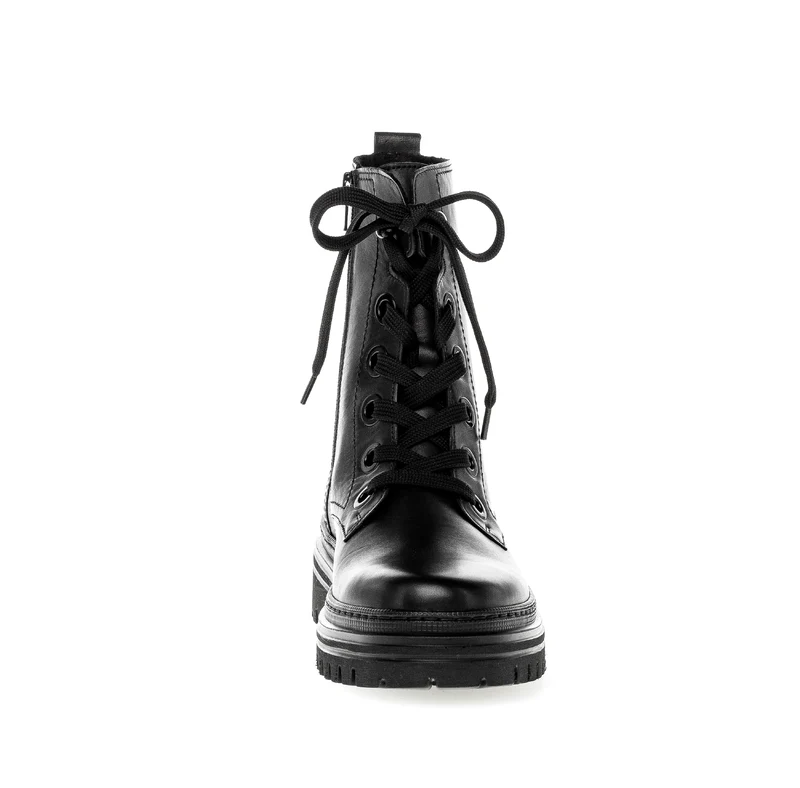 Bottines à lacets noires en cuir lisse