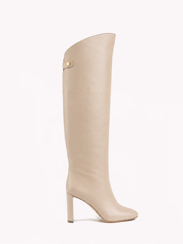 Bottes à talons Adriana Z. en cuir nappa crème