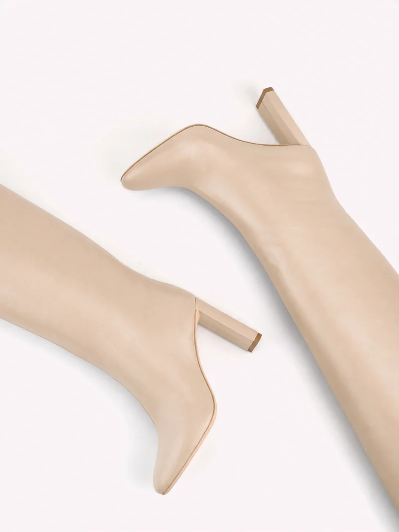 Bottes à talons Adriana Z. en cuir nappa crème