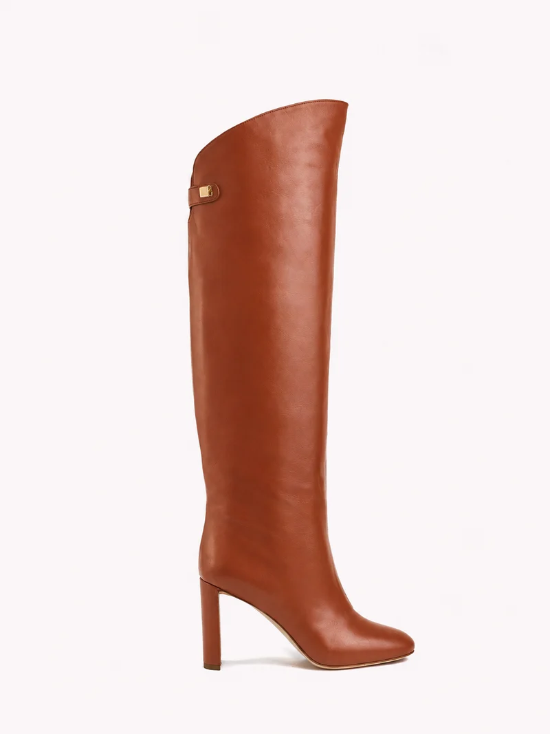Bottes à talons Adriana Z. en cuir nappa cognac