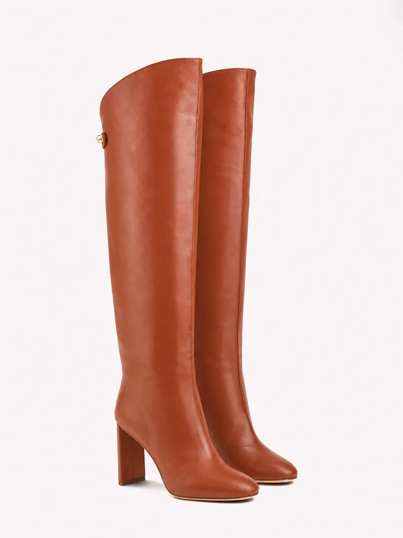 Bottes à talons Adriana Z. en cuir nappa cognac