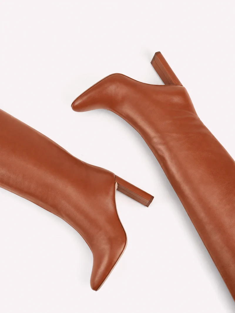 Bottes à talons Adriana Z. en cuir nappa cognac