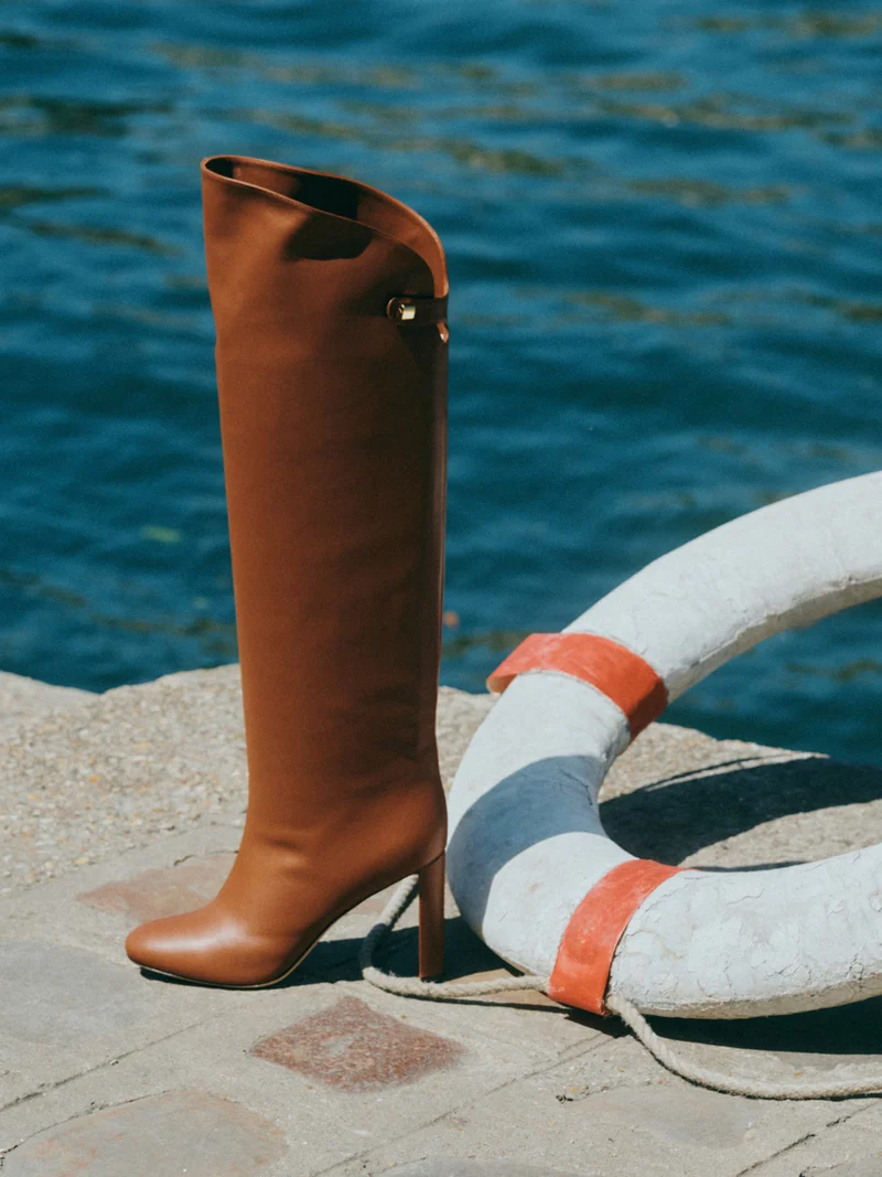 Bottes à talons Adriana Z. en cuir nappa cognac