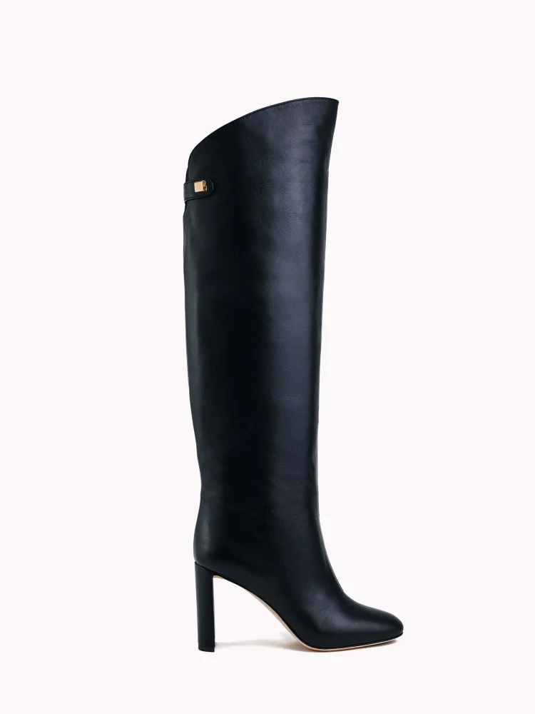 Bottes à talons Adriana Z. en cuir nappa noir