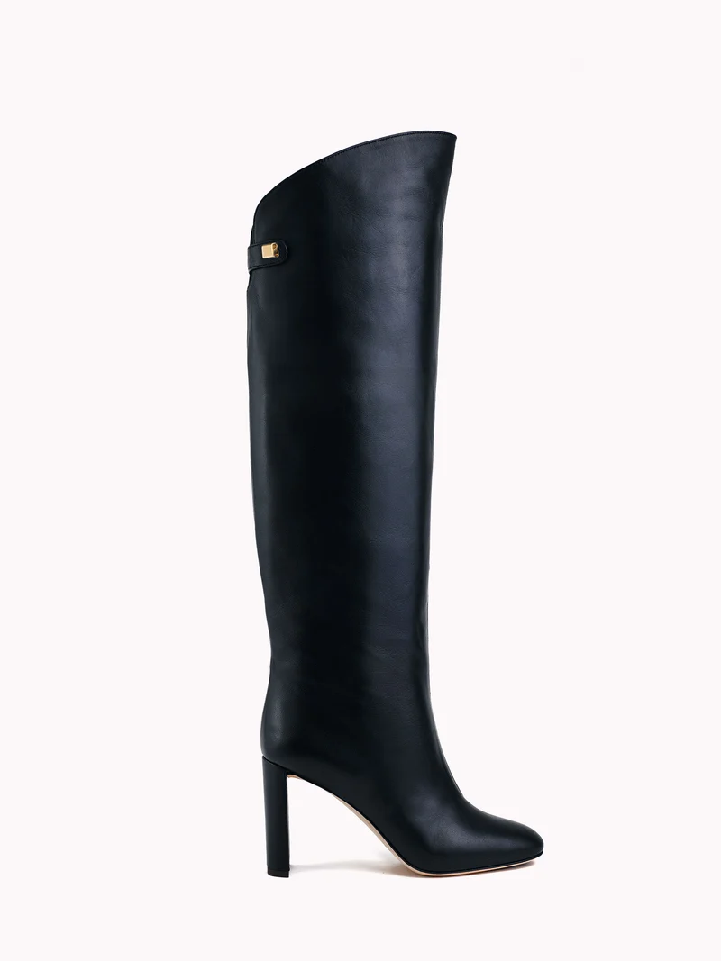 Bottes à talons Adriana Z. en cuir nappa noir