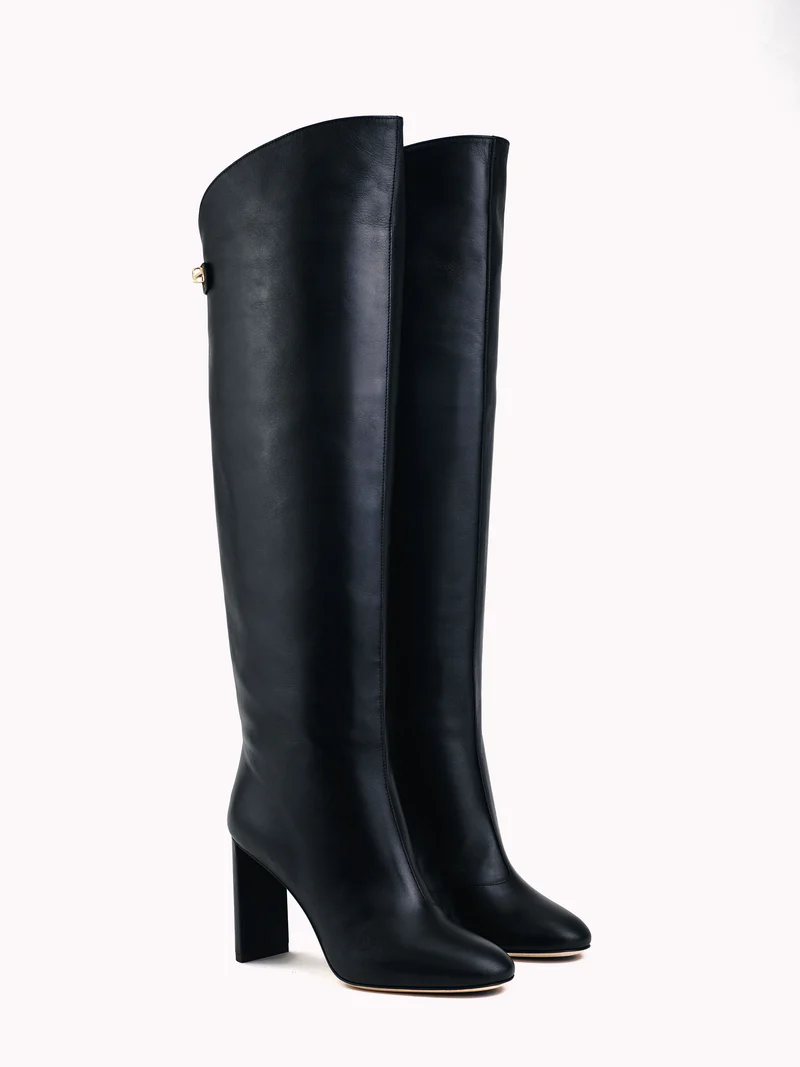Bottes à talons Adriana Z. en cuir nappa noir