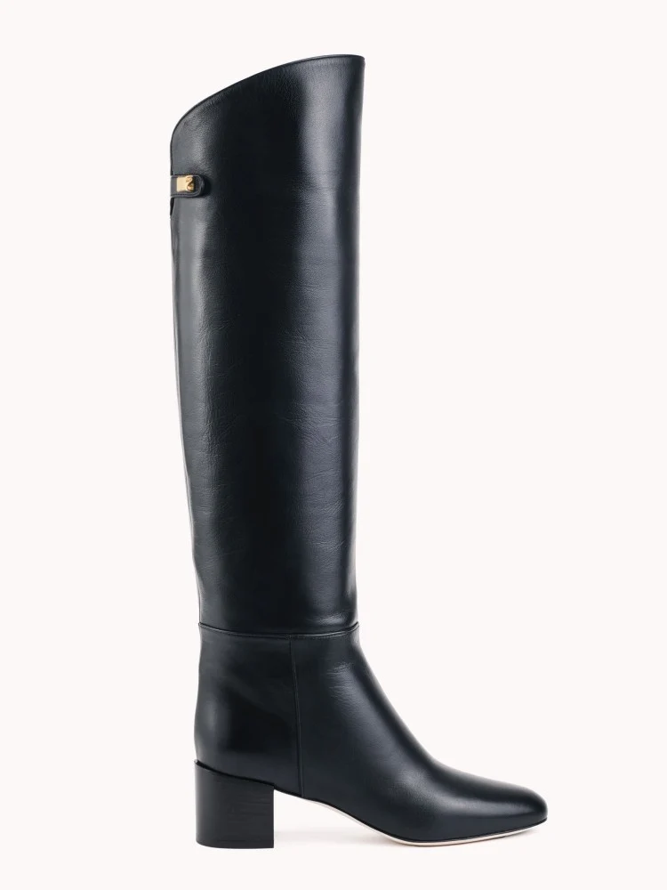 Bottes à talon moyen en cuir nappa noir Adry Up couture
