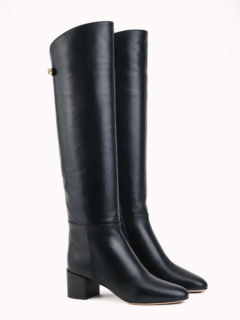 Bottes à talon moyen en cuir nappa noir Adry Up couture