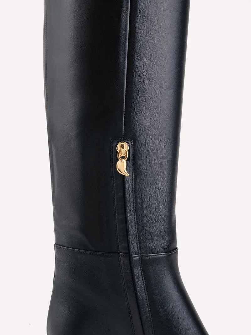 Bottes à talon moyen en cuir nappa noir Adry Up couture