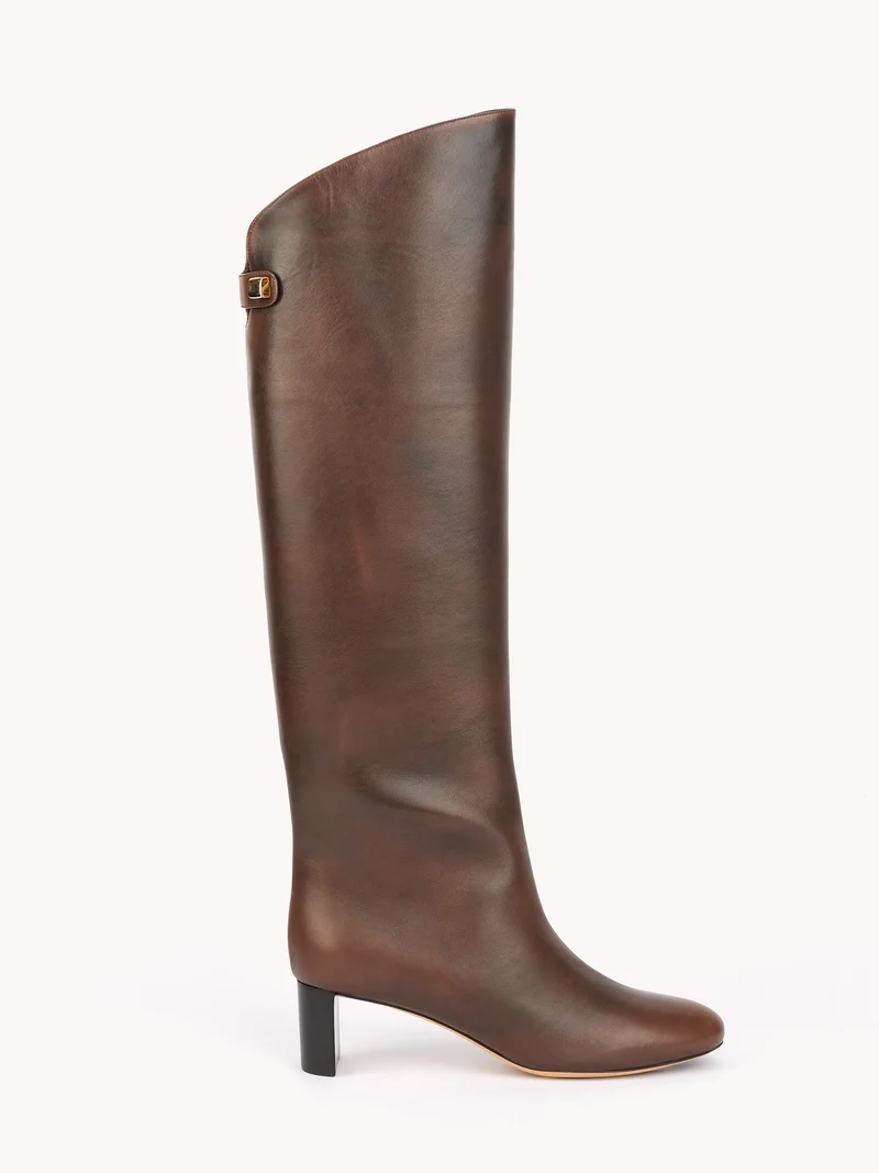 Bottes Adry en cuir marron chocolat et talon moyen