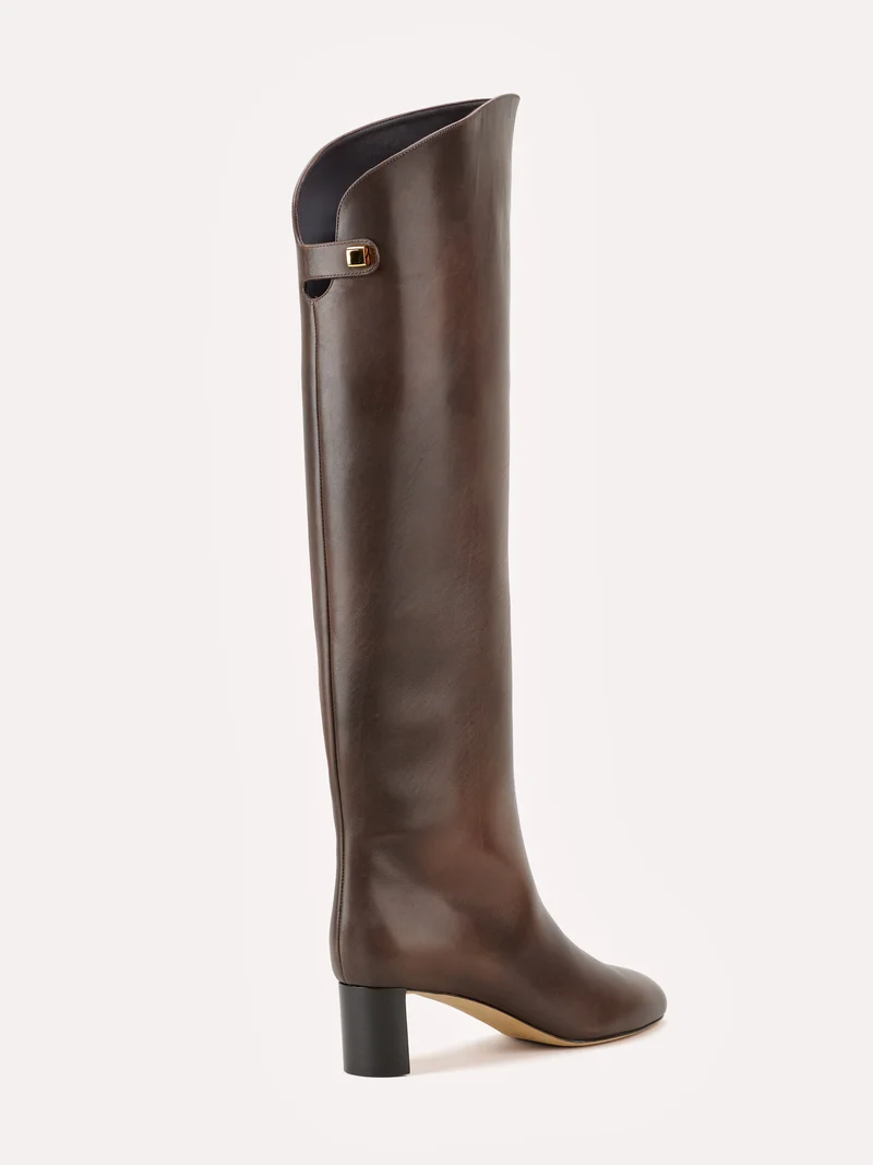 Bottes Adry en cuir marron chocolat et talon moyen