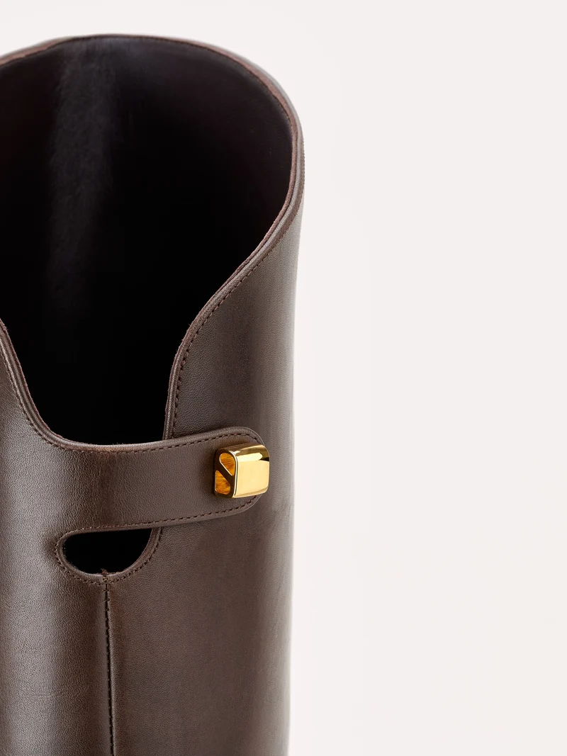 Bottes Adry en cuir marron chocolat et talon moyen